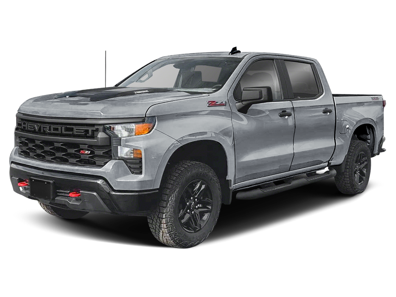 2026 Chevrolet Silverado 1500 Custom Trail Boss in Sterling Gray Metallic — front three-quarter view