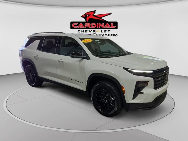 2026 Chevrolet Traverse LT in Summit White — front three-quarter view