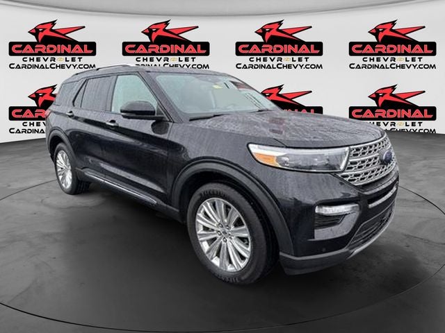 2022 Ford Explorer Limited in Black Metallic — front three-quarter view