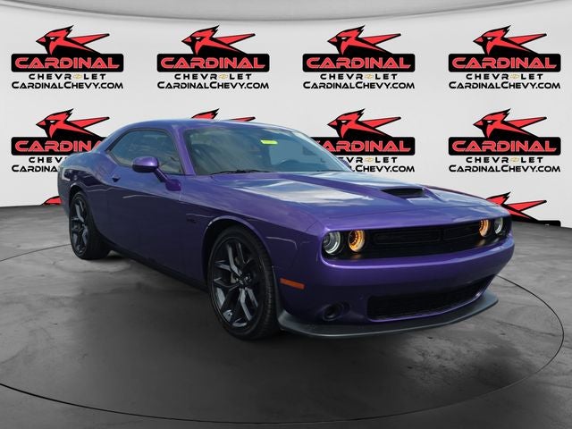 2023 Dodge Challenger R/T in Plum Crazy Pearlcoat — front three-quarter view