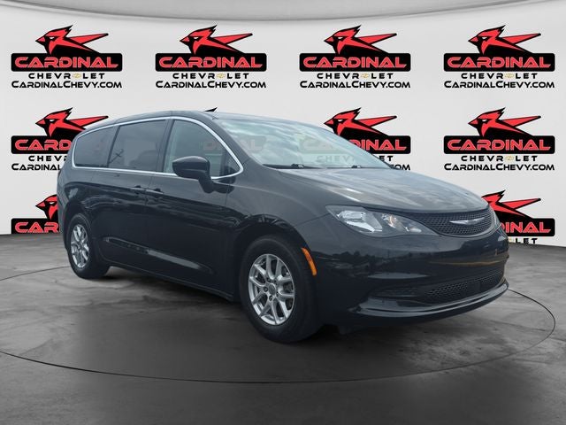 2022 Chrysler Voyager LX in Brilliant Black Crystal Pearlcoat — front three-quarter view